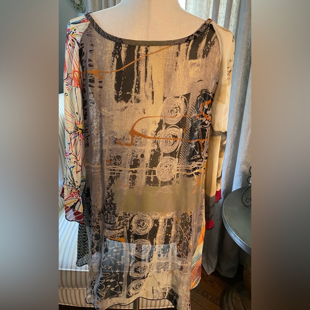 Vintage Carol Turner Sheer Abstract Print Reversible Tunic, Size M (10-12)*